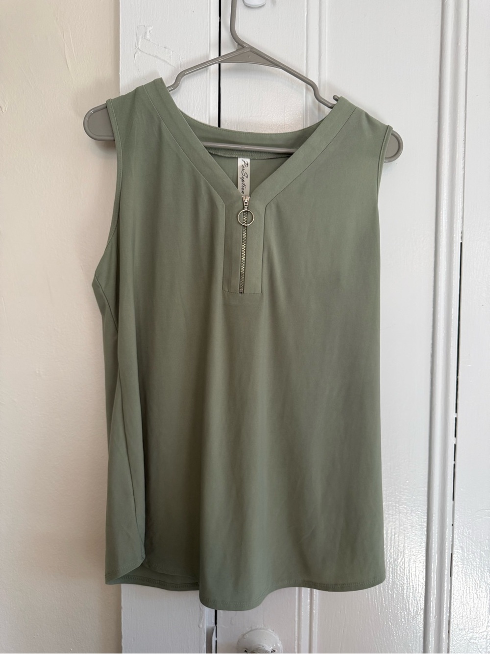 Sleeveless Olive Zip-Front Women's blouse